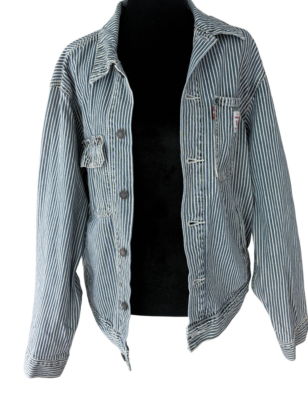 Levi Strauss & Co. Unisex Relaxed Striped Denim Trucker Jacket -Size XS.